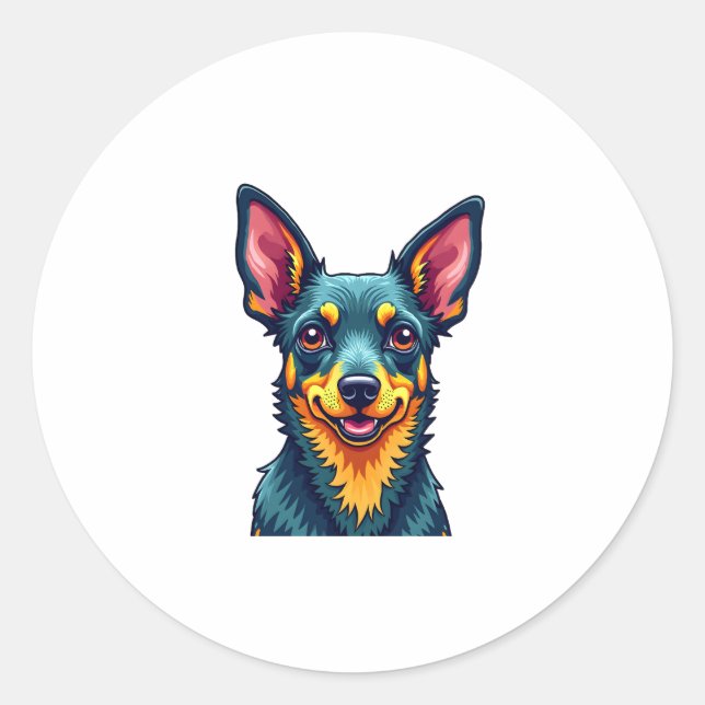 Chihuahua  Abstract Painting  Colour  Cute Dog (2) Classic Round Sticker (Front)