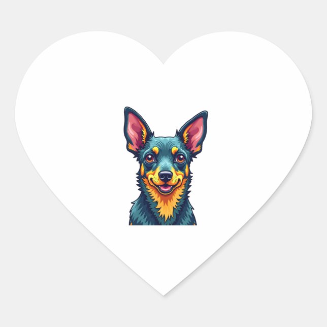 Chihuahua  Abstract Painting  Colour  Cute Dog (2) Heart Sticker (Front)