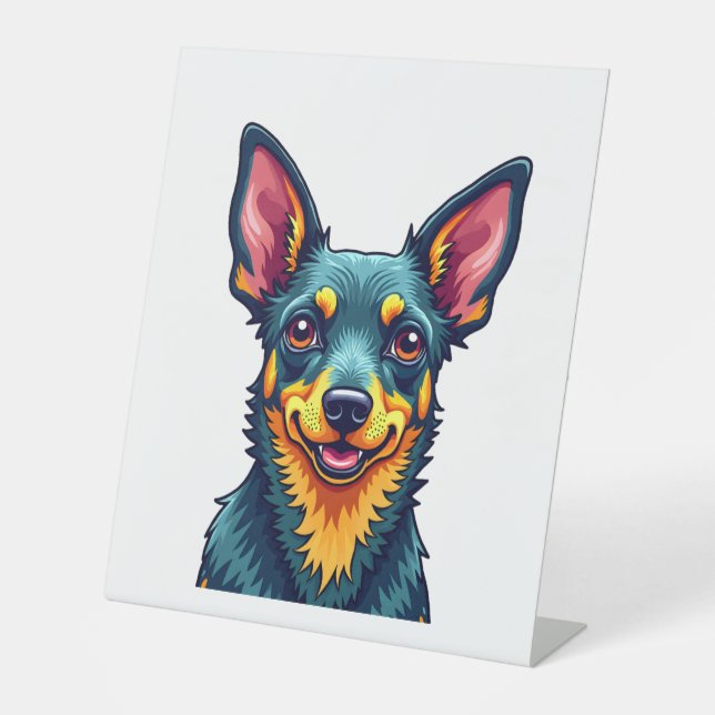 Chihuahua  Abstract Painting  Colour  Cute Dog (2) Pedestal Sign (Front)