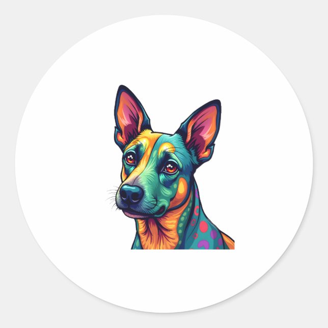 Chihuahua  Abstract Painting  Colour  Cute Dog (3) Classic Round Sticker (Front)