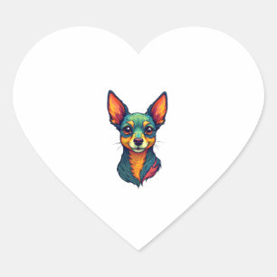 Chihuahua  Abstract Painting  Colour  Cute Dog (4) Heart Sticker