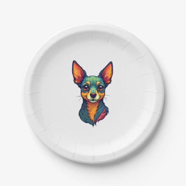 Chihuahua  Abstract Painting  Colour  Cute Dog (4) Paper Plate (Front)