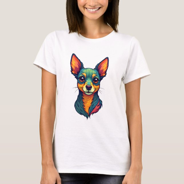 Chihuahua  Abstract Painting  Colour  Cute Dog (4) T-Shirt (Front)
