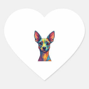 Chihuahua  Abstract Painting  Colour  Cute Dog (5) Heart Sticker