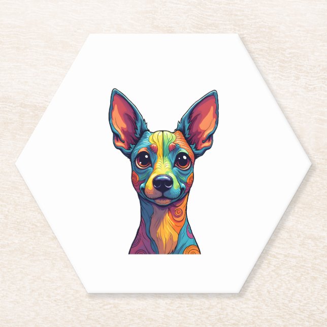 Chihuahua  Abstract Painting  Colour  Cute Dog (5) Paper Coaster (Front)