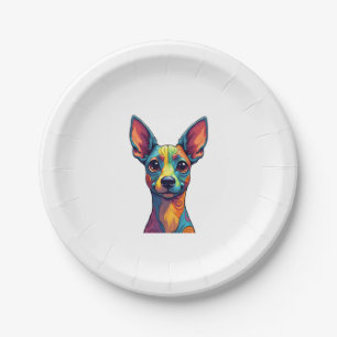 Chihuahua  Abstract Painting  Colour  Cute Dog (5) Paper Plate