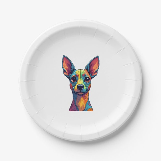 Chihuahua  Abstract Painting  Colour  Cute Dog (5) Paper Plate (Front)