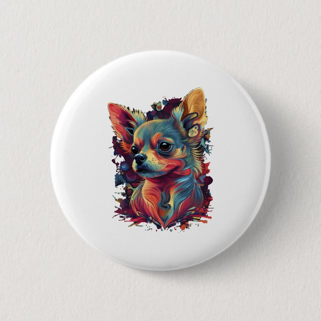Chihuahua  Abstract Painting  Colour  Cute Dog    6 Cm Round Badge (Front)