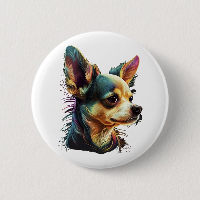 Chihuahua  Abstract Painting  Colour  Cute Dog     6 Cm Round Badge (Front)