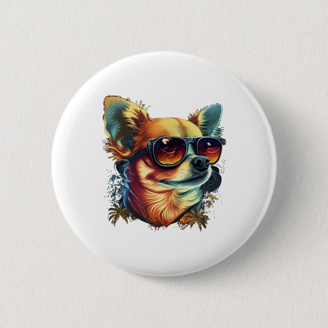 Chihuahua  Abstract Painting  Colour  Cute Dog     6 Cm Round Badge (Front)