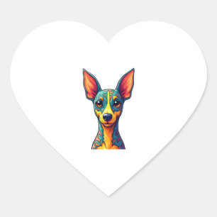 Chihuahua  Abstract Painting  Colour  Cute Dog (6) Heart Sticker