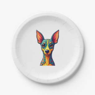 Chihuahua  Abstract Painting  Colour  Cute Dog (6) Paper Plate
