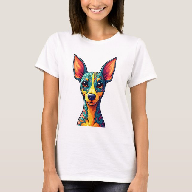 Chihuahua  Abstract Painting  Colour  Cute Dog (6) T-Shirt (Front)