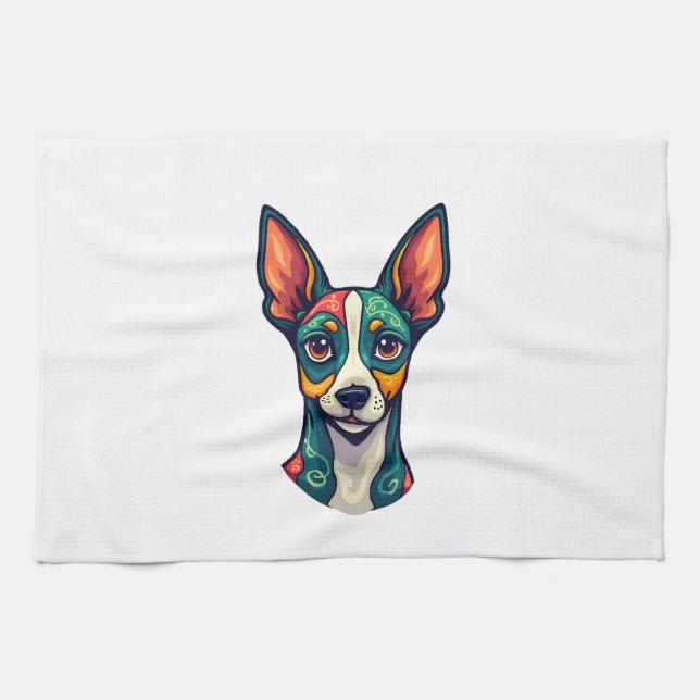 Chihuahua  Abstract Painting  Colour  Cute Dog (7) Tea Towel (Horizontal)