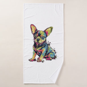 Chihuahua Abstract Painting Colour Cute Dog Bath Towel