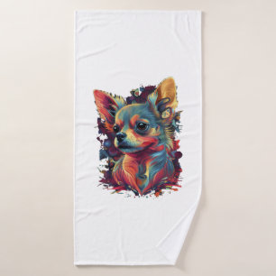 Chihuahua Abstract Painting Colour Cute Dog Bath Towel