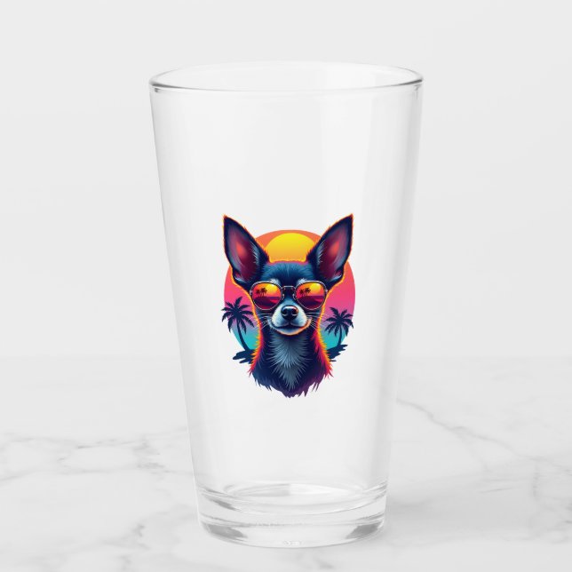 Chihuahua  Abstract Painting  Colour  Cute Dog Cop Glass (Front)