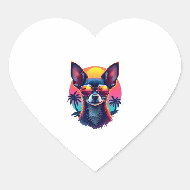 Chihuahua  Abstract Painting  Colour  Cute Dog Cop Heart Sticker (Front)