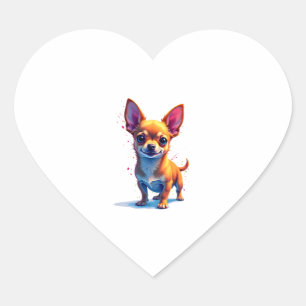 Chihuahua  Abstract Painting  Colour  Cute Dog Cop Heart Sticker