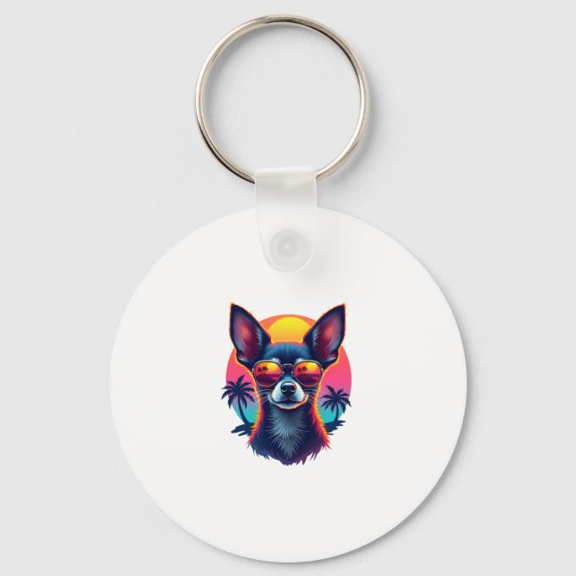 Chihuahua  Abstract Painting  Colour  Cute Dog Cop Key Ring (Front)