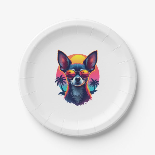 Chihuahua  Abstract Painting  Colour  Cute Dog Cop Paper Plate (Front)