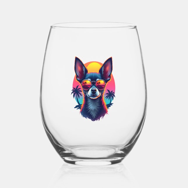 Chihuahua  Abstract Painting  Colour  Cute Dog Cop Stemless Wine Glass (Front)