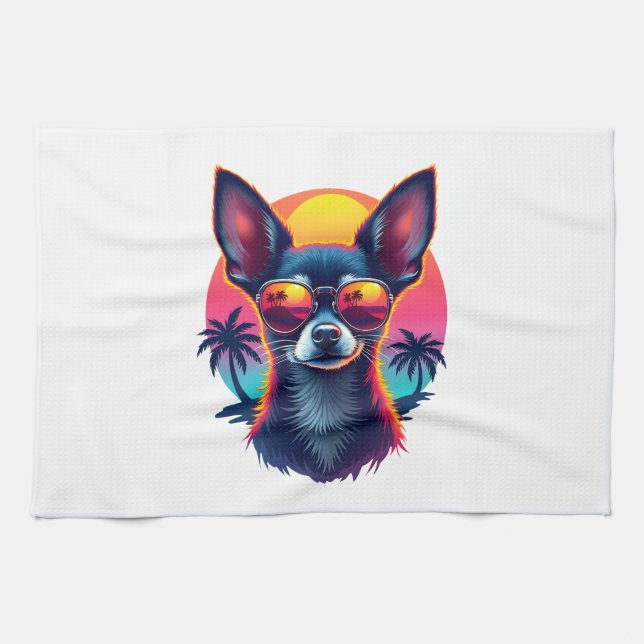 Chihuahua  Abstract Painting  Colour  Cute Dog Cop Tea Towel (Horizontal)