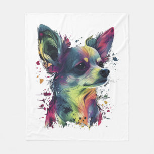 Chihuahua  Abstract Painting  Colour  Cute Dog  Fleece Blanket