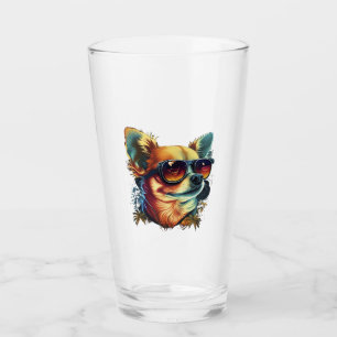 Chihuahua Abstract Painting Colour Cute Dog Glass
