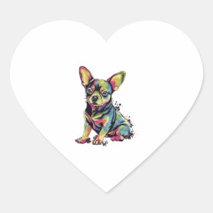 Chihuahua Abstract Painting Colour Cute Dog Heart Sticker