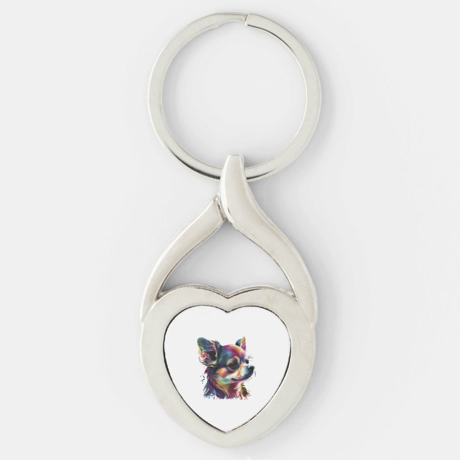 Chihuahua  Abstract Painting  Colour  Cute Dog     Key Ring (Front)