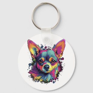 Chihuahua  Abstract Painting  Colour  Cute Dog     Key Ring