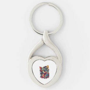 Chihuahua Abstract Painting Colour Cute Dog Key Ring