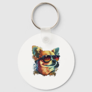 Chihuahua Abstract Painting Colour Cute Dog Key Ring