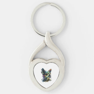 Chihuahua Abstract Painting Colour Cute Dog Key Ring