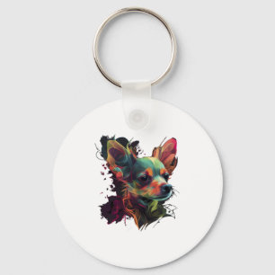 Chihuahua  Abstract Painting  Colour  Cute Dog Key Ring