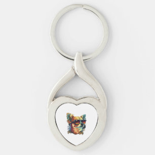 Chihuahua Abstract Painting Colour Cute Dog Key Ring