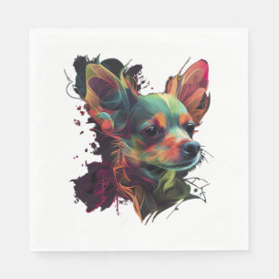 Chihuahua Abstract Painting Colour Cute Dog Napkin