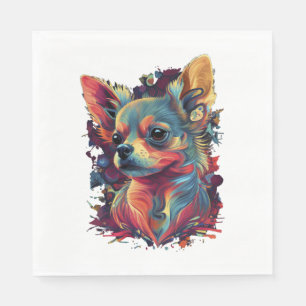 Chihuahua Abstract Painting Colour Cute Dog Napkin