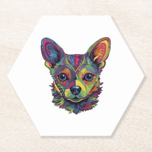 Chihuahua Abstract Painting Colour Cute Dog Paper Coaster