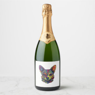 Chihuahua  Abstract Painting  Colour  Cute Dog     Sparkling Wine Label