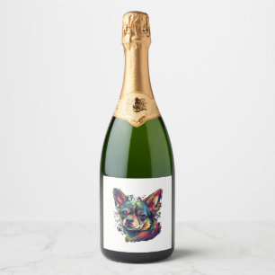 Chihuahua  Abstract Painting  Colour  Cute Dog     Sparkling Wine Label