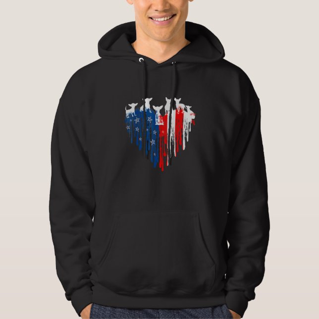 Chihuahua American Heart Flag Dog 4th Of July Hoodie (Front)