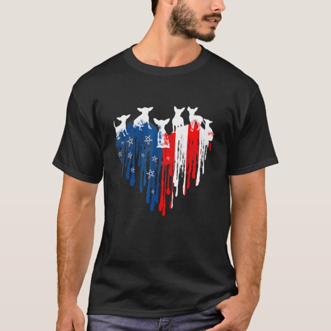Chihuahua American Heart Flag Dog 4th Of July T-Shirt (Front)