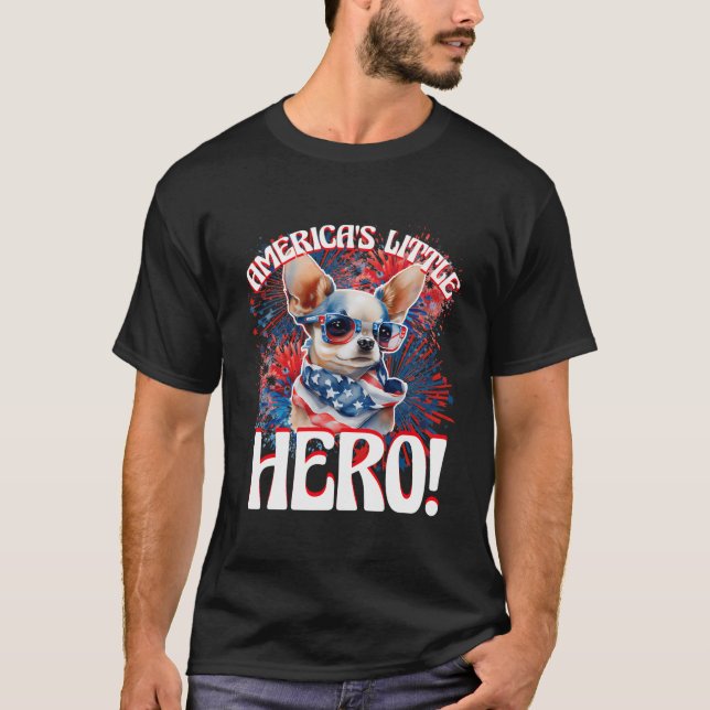Chihuahua America'S Little Hero Proud Chihuahua Pa T-Shirt (Front)