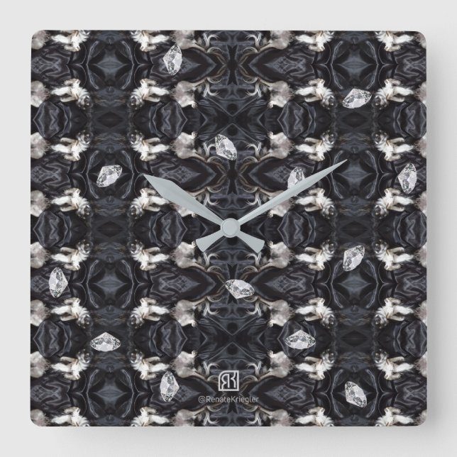 Chihuahua and Diamonds Square Wall Clock (Front)
