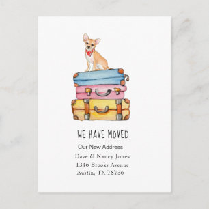Chihuahua and luggage moving announcement Postcard