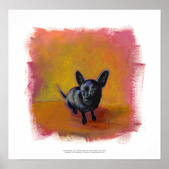 Chihuahua art cute black dog original painting poster (Front)