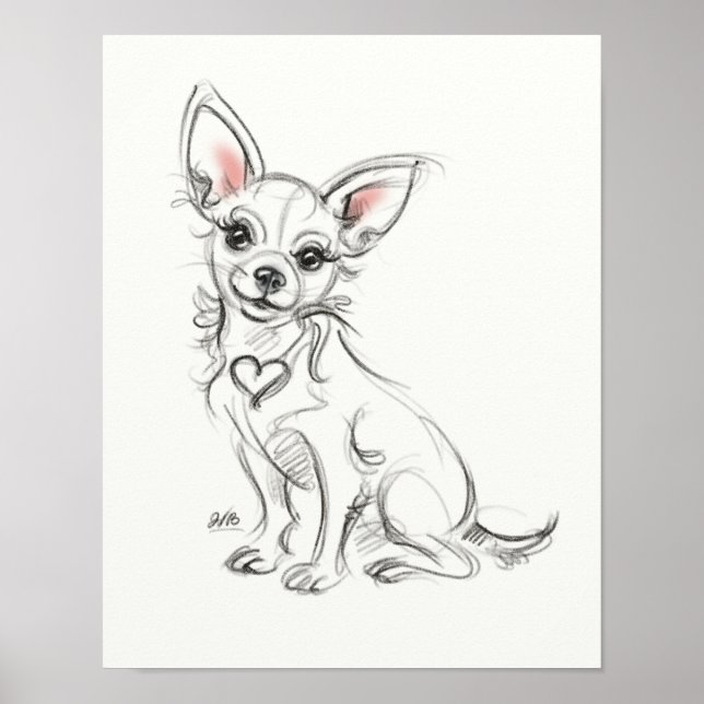 Chihuahua Art print | Quick sketch (Front)