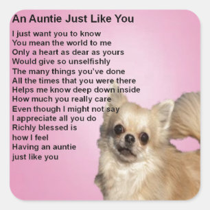 Chihuahua  Auntie Poem Square Sticker